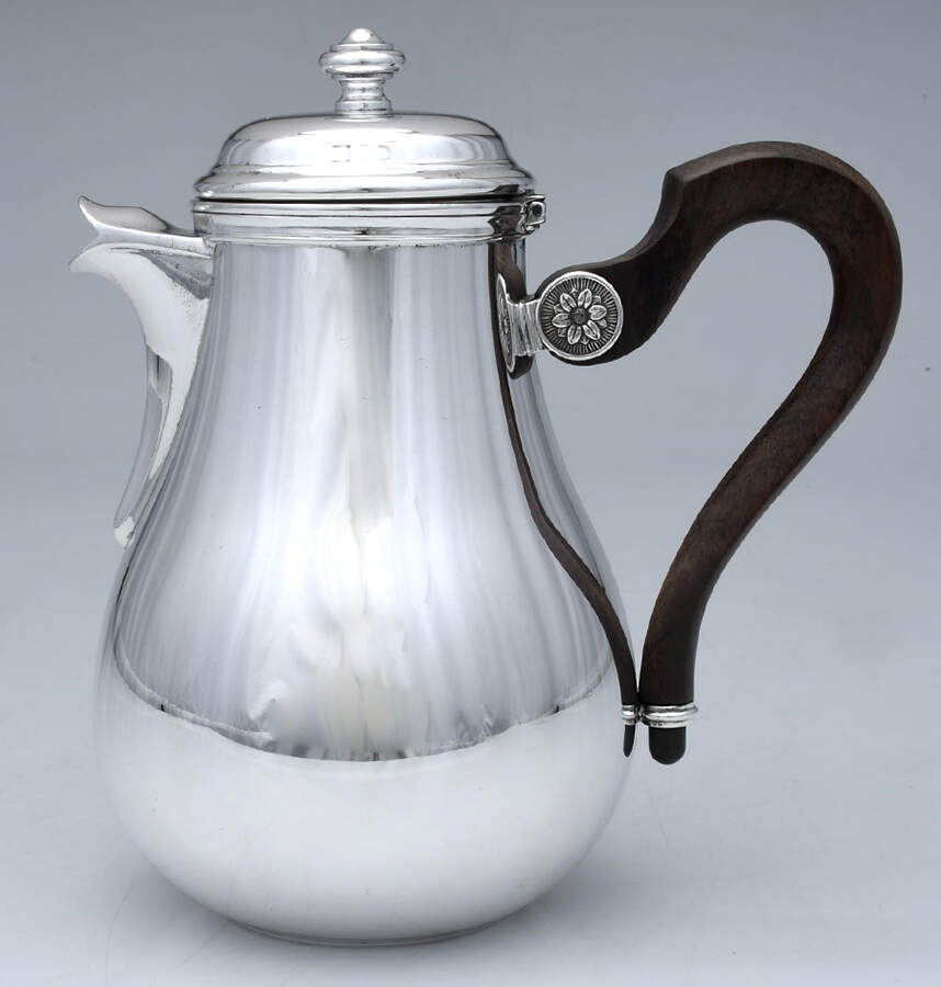 Bagatelle (Silverplate, Hollowware) Coffee Pot with Wood Handle by Christofle France-1