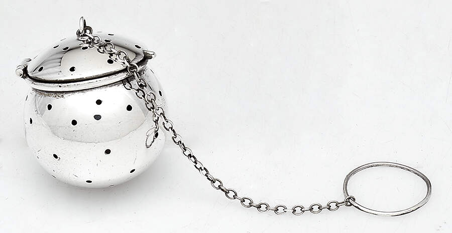 Sterling Hollowware Tea Ball with Chain by Currier & Roby-1