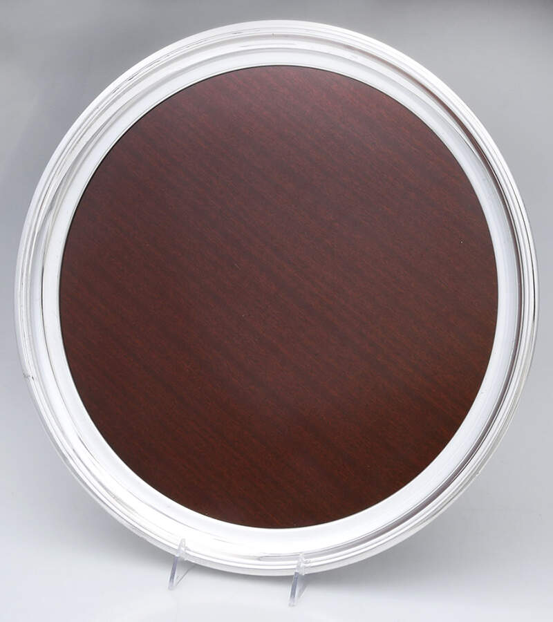 Silverplate Hollowware Brown Formica Center Round Tray by Crescent Silverware-1