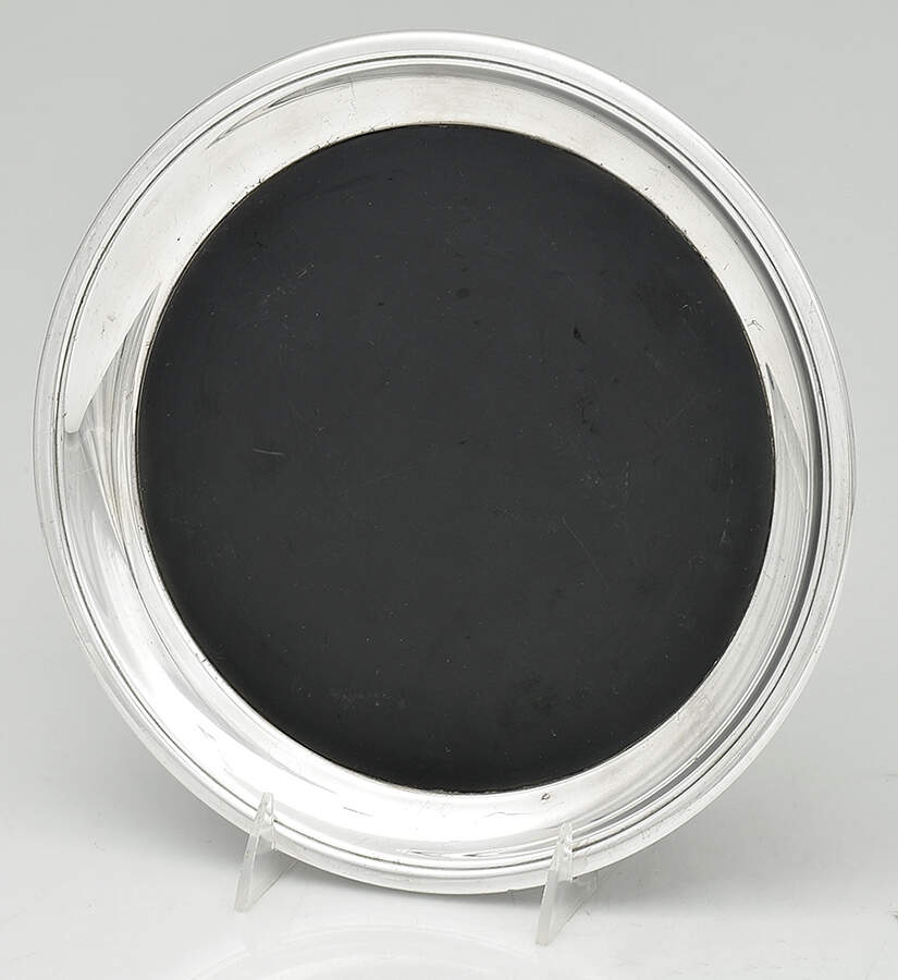 Silverplate Hollowware 10" Round Lucite Tray with Silverplated Band by Crescent Silverware-1