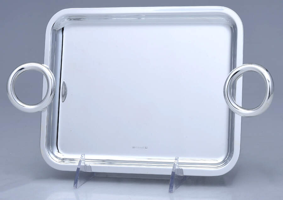 Vertigo (Silverplate, Hollowware) Handled Rectangular Tray by Christofle France-1