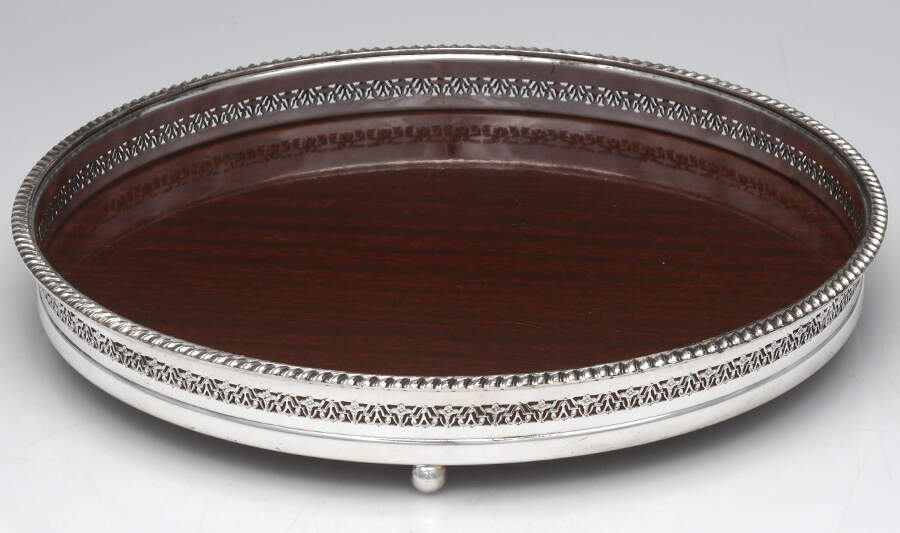 3104M (Silverplate, Hollowware) Brown Formica Center Round Tray by Crescent Silverware-1