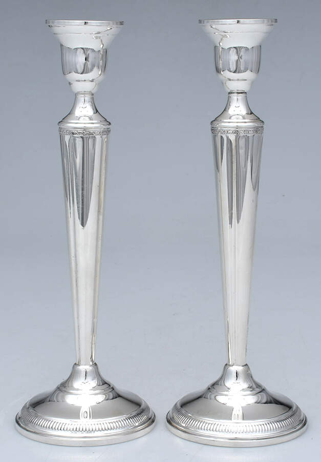 CS1 (Sterling Hollowware) Pair of 9" Weighted Candlesticks by Columbia Silver (Sterling)-1