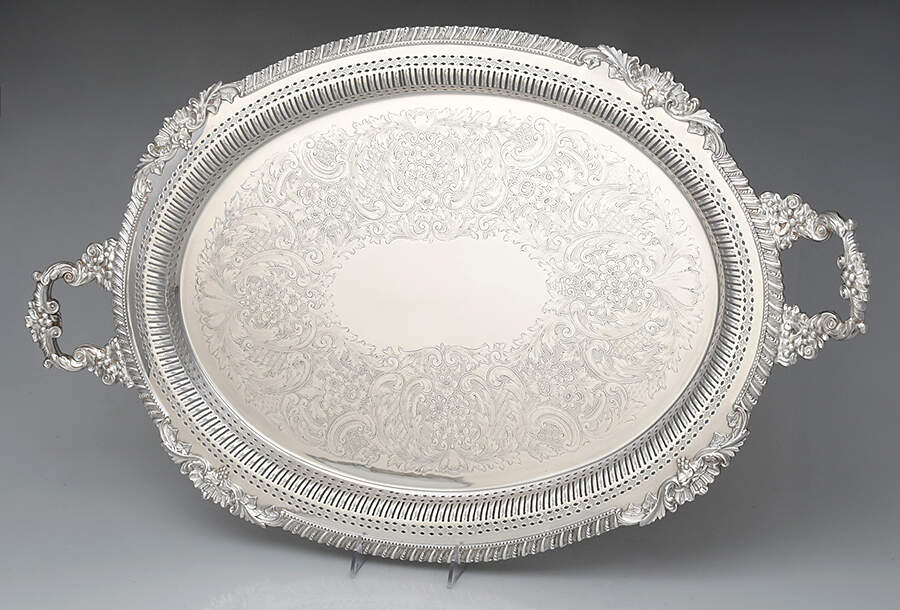 CWV10 (Silverplate, Hollowware) Large Footed Waiter Tray by Crown Silver Co-1