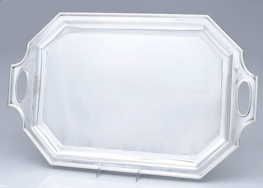 Fairfax-Engraved (Sterling, Hollowware) Large Waiter Tray by Durgin-1
