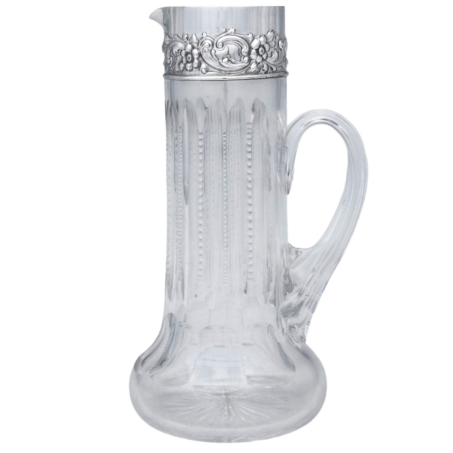 Repousse (Sterling, Hollowware) 24 Oz Glass Pitcher with Sterling Trim by Dominick & Haff-1