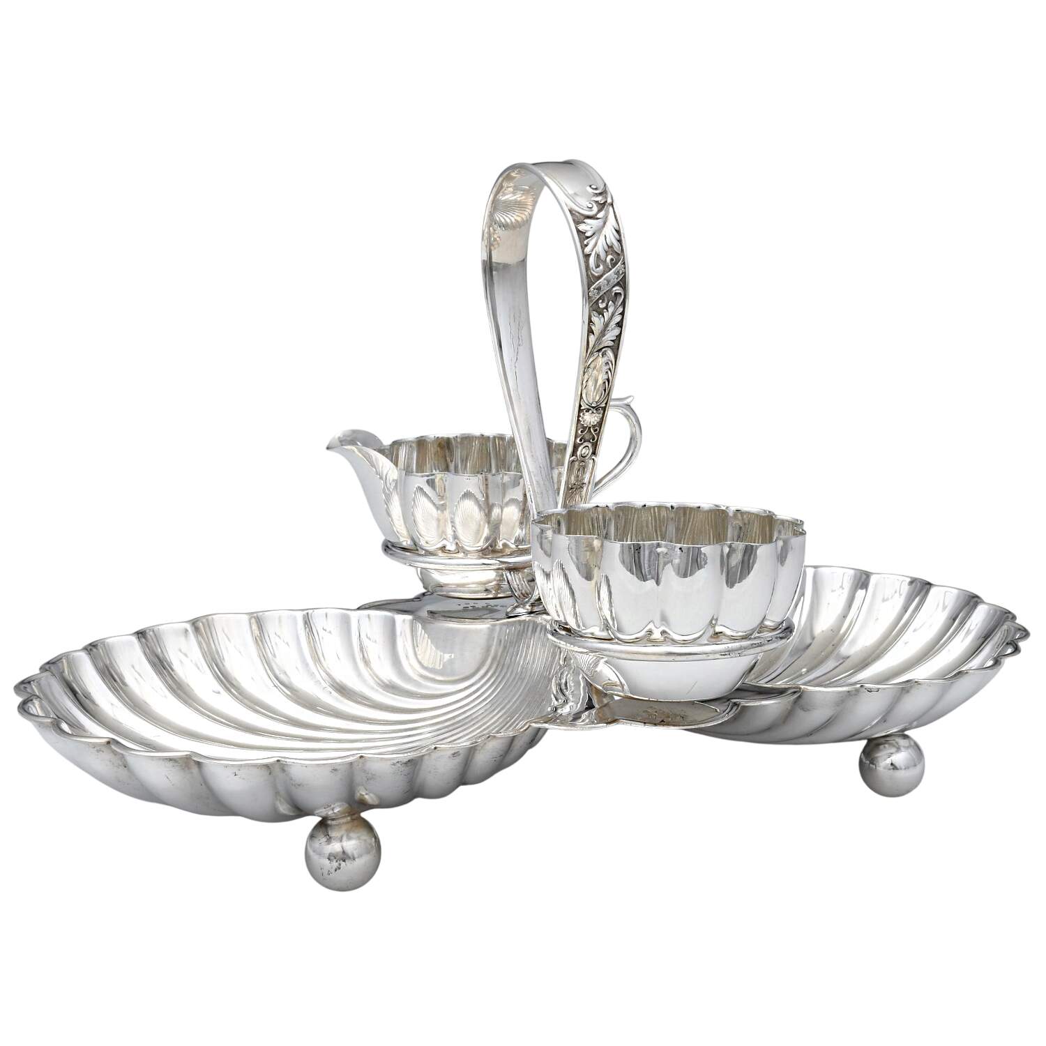DDU1 (Silverplate, Hollowware) Strawberry Server with Mini Creamer & Open Sugar by Davis, Duff & Son-1
