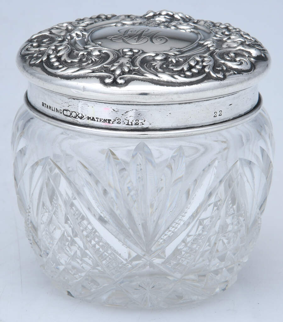 212 (Sterling, Hollowware) Crystal Cream Jar with Sterling Lid by Dominick & Haff-1
