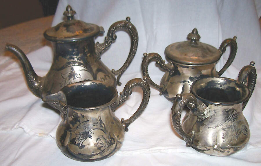 681 (Silverplate, Hollowware) (4 Piece) Silverplate Tea Set by EG  Webster-1