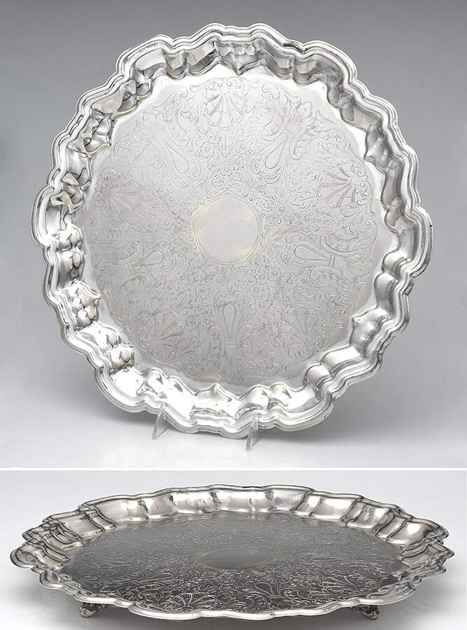 Silverplate Hollowware 16" Round Footed Tray by English Silver Mfg Co.-1