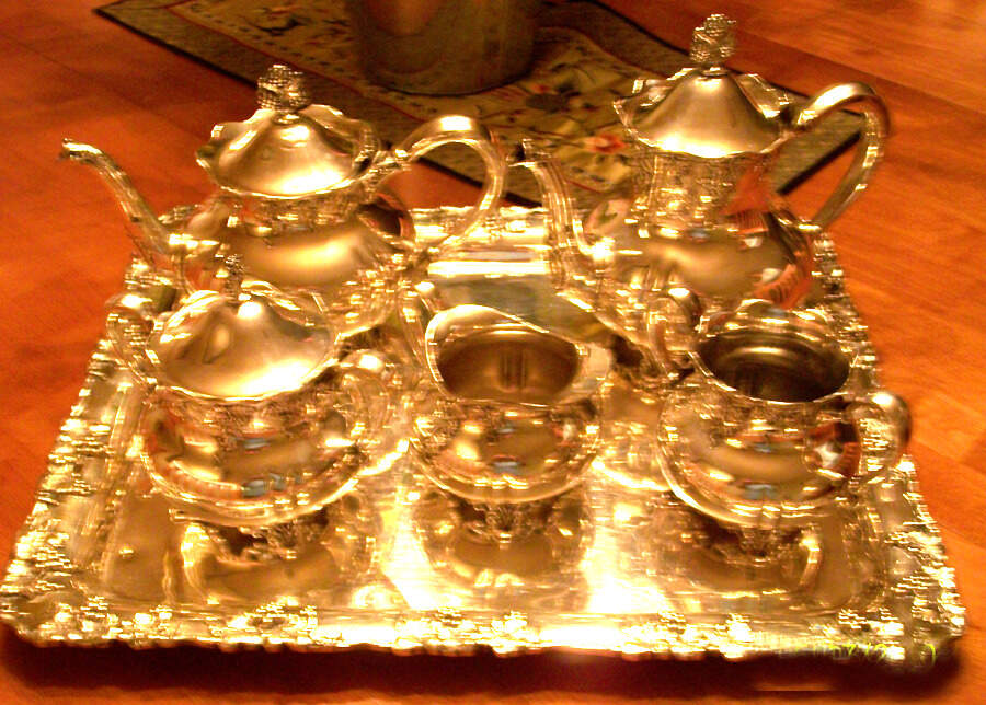0126 (Silverplate, Hollowware) 5-Piece Plated Tea Set (with Waste) by EG  Webster-1