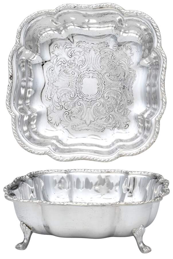 Silverplate Hollowware Square Footed Bon Bon Bowl by Empress-1