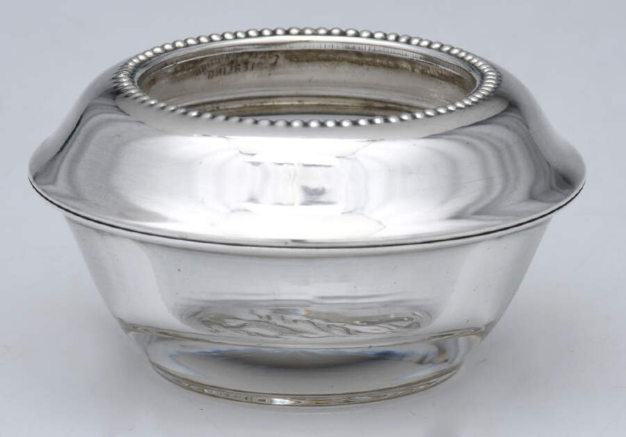 Sterling Hollowware Crystal Open Salt Master w/Sterling Rim by Frank Whiting-1