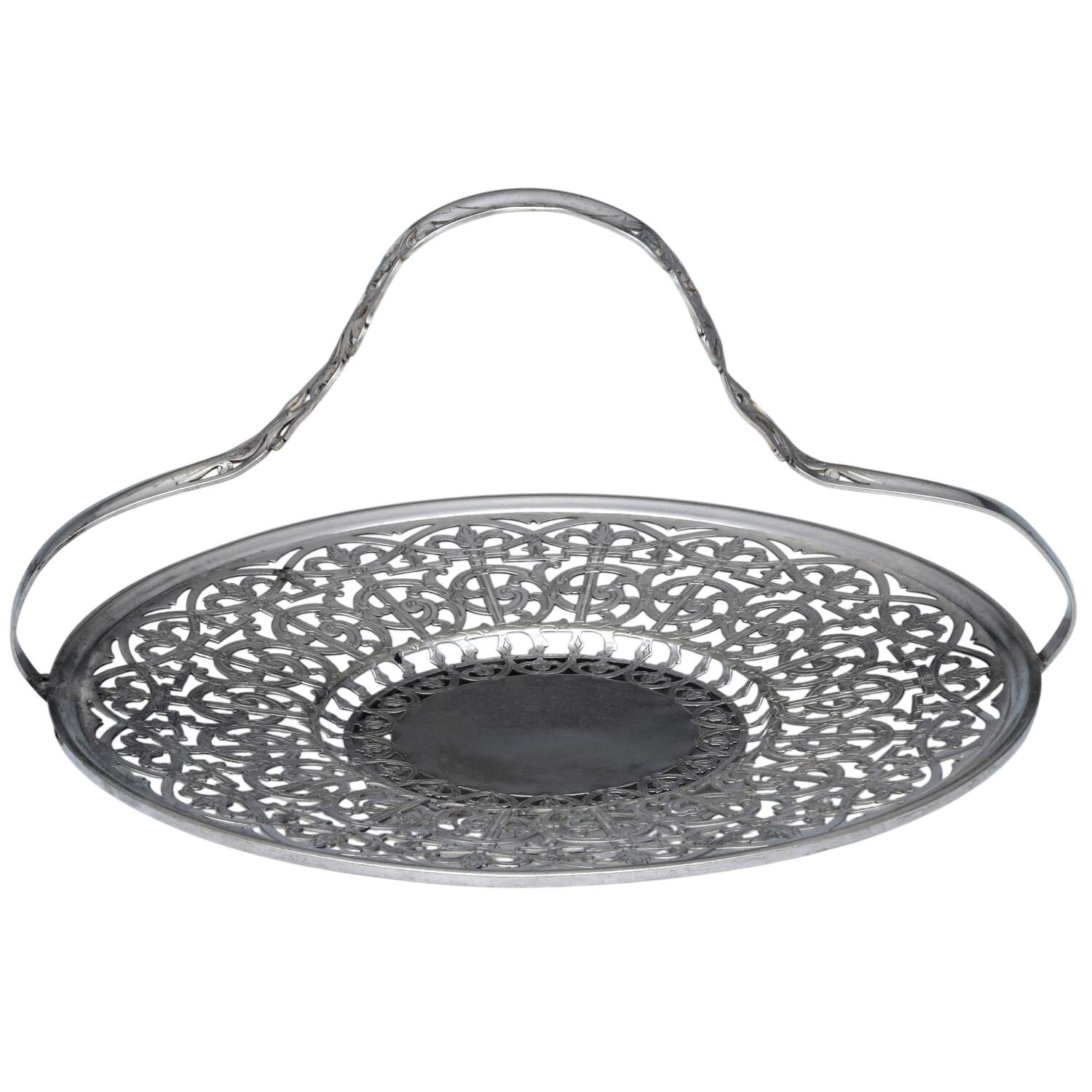 Silverplate Hollowware Footed Handled Cake Basket by Forbes-1