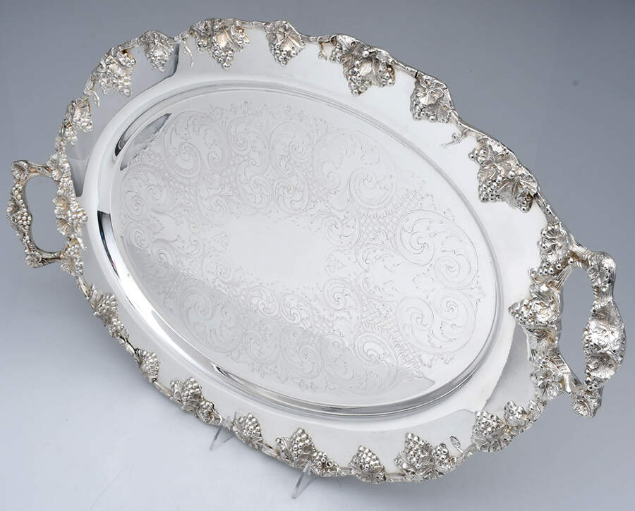 8208 (Silverplate, Hollowware) Large Footed Waiter Tray by F B Rogers-1