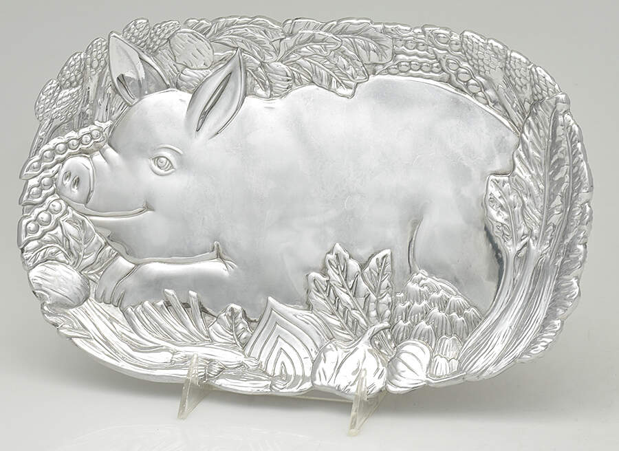 Pig Harvest (Metal, Hollowware) 12" Bread Tray by Fitz & Floyd-1