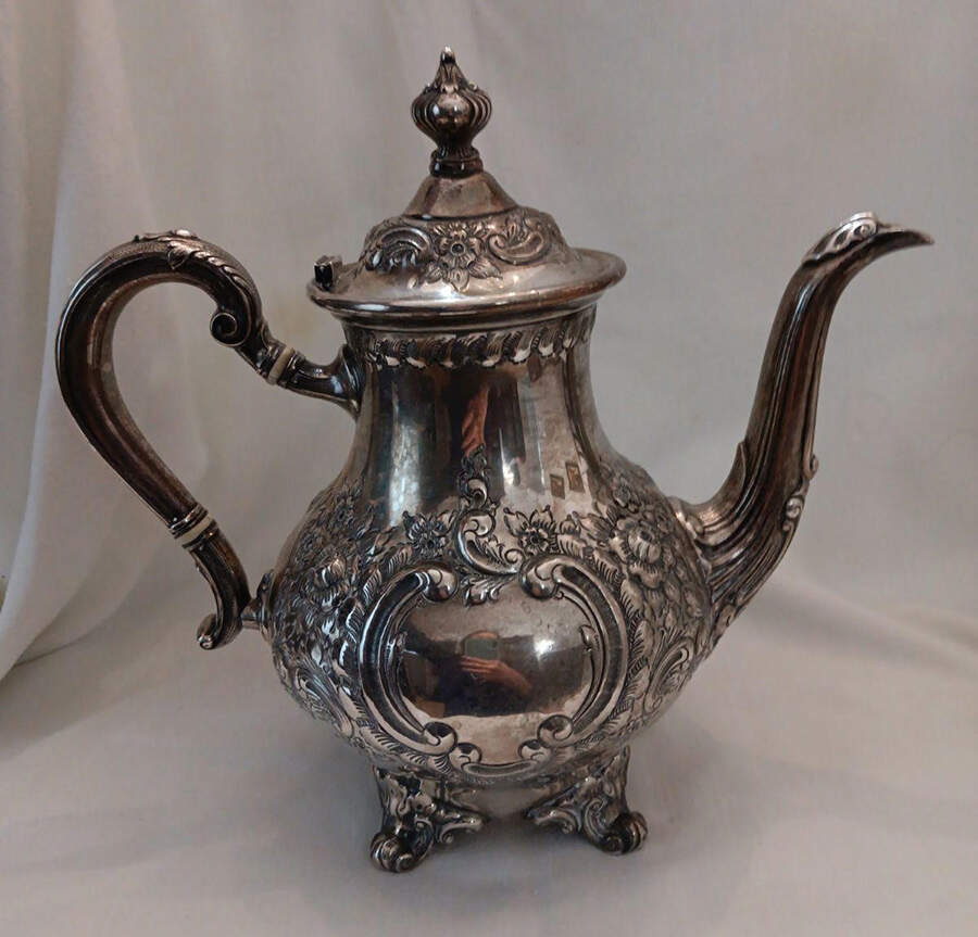 Montaigne-Chased (Sterling, Hollowware) Coffee Pot by Fisher Silversmiths-1