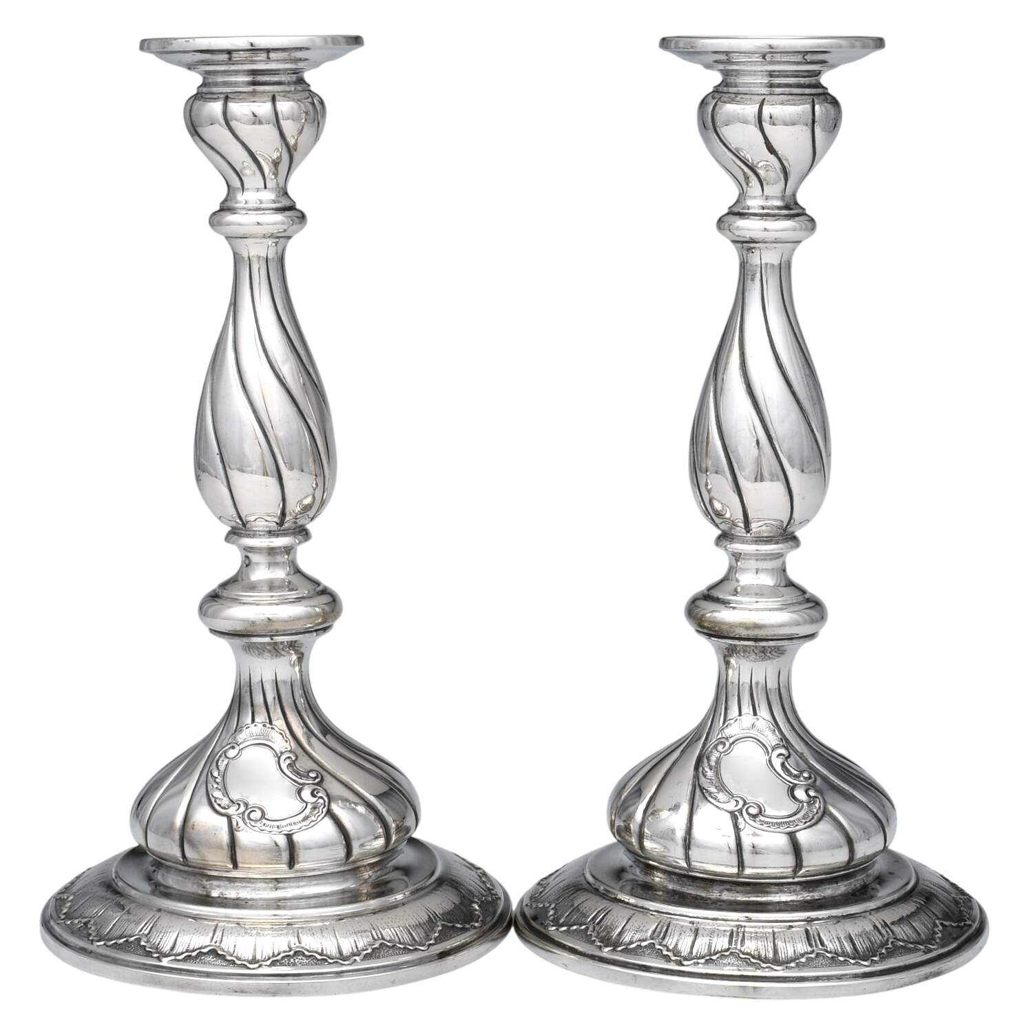 FMW2 (Sterling, Hollowware) Pair of 9" Candlesticks by F. Rumwolf-1