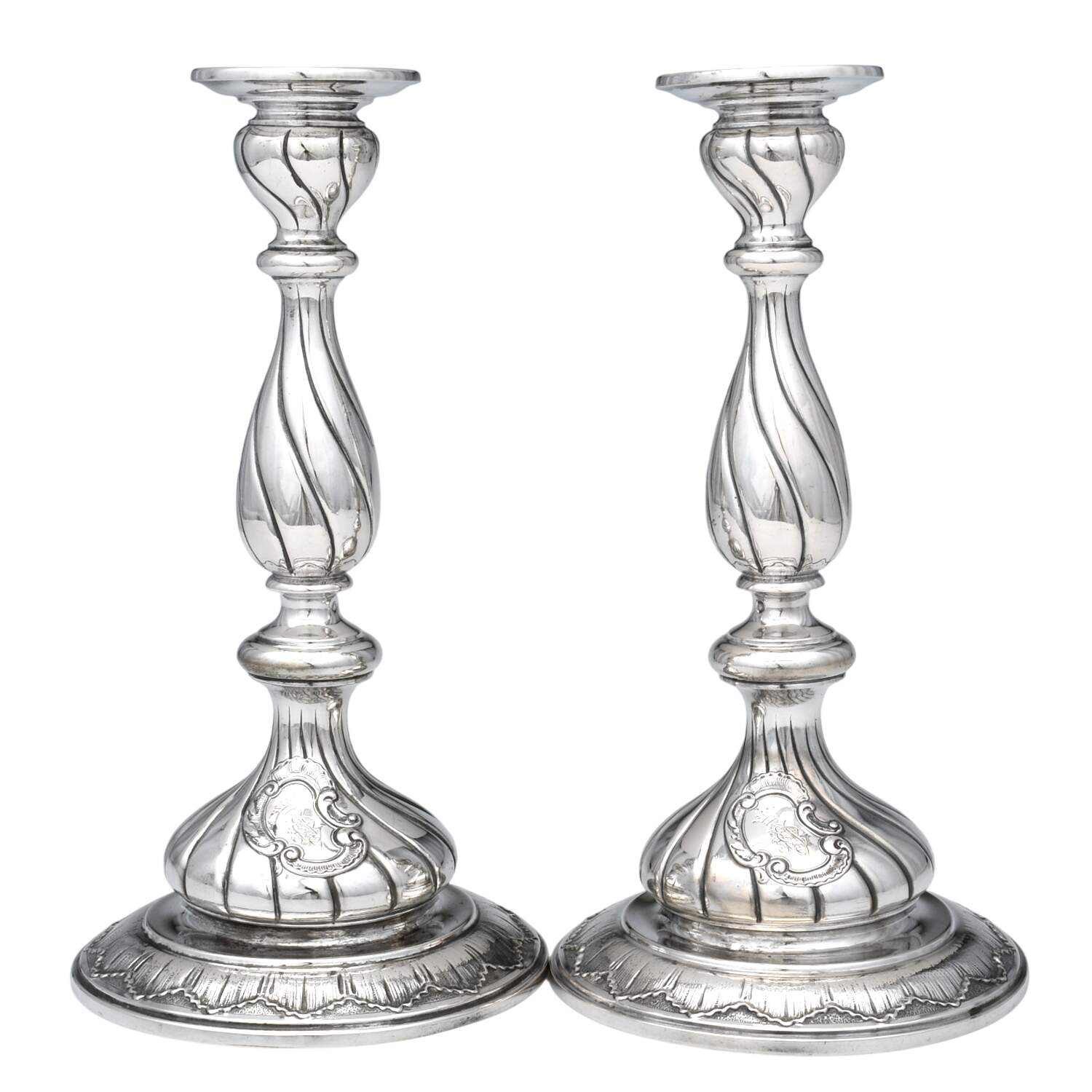 FMW2 (Sterling, Hollowware) Pair of 9" Candlesticks by F. Rumwolf-1