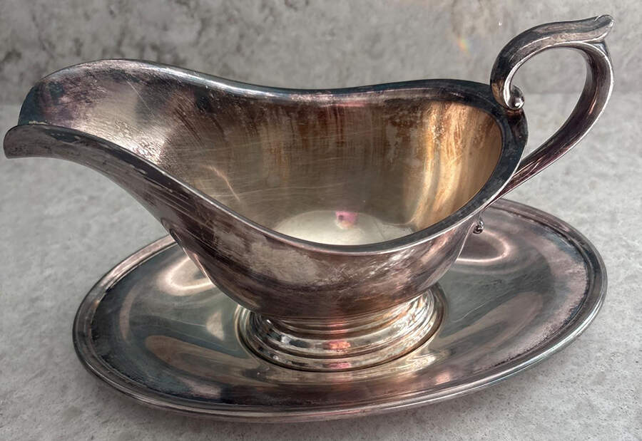 Colonial (Silverplate, Hollowware) Gravy Boat & Underplate by Gorham Silver-1