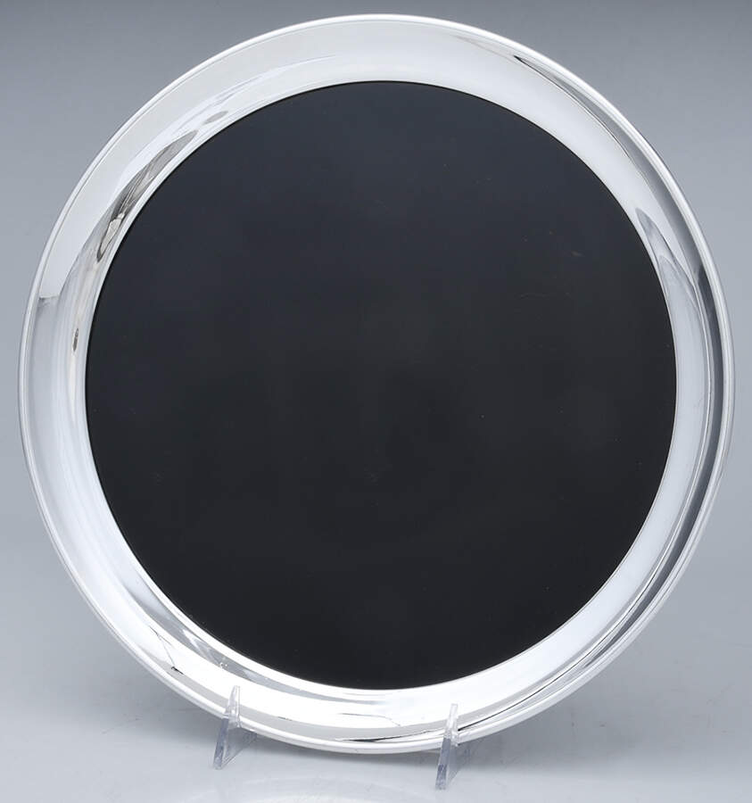 Modern (Silverplate, Hollowware) Round Tray with Lucite Center by Gorham Silver-1
