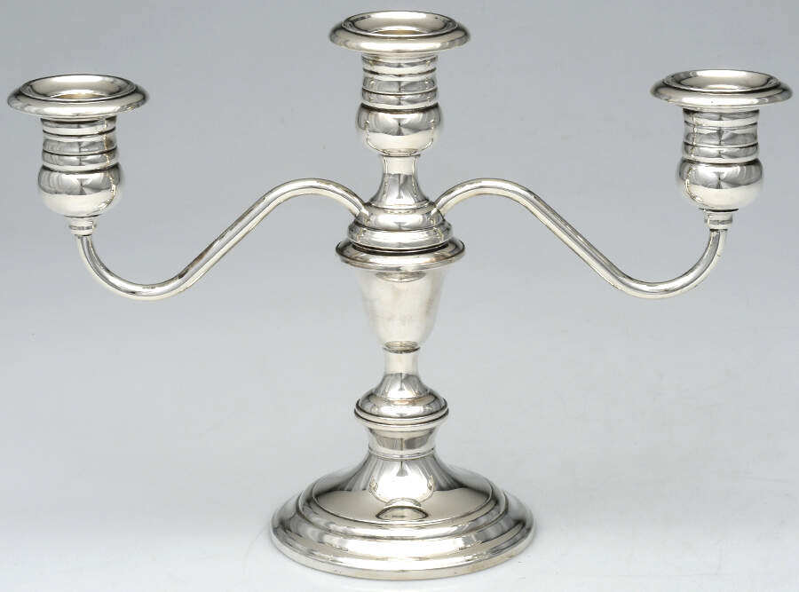 Puritan (Sterling, Hollowware) 8" Weighted 3 Light Candelabra by Gorham Silver-1