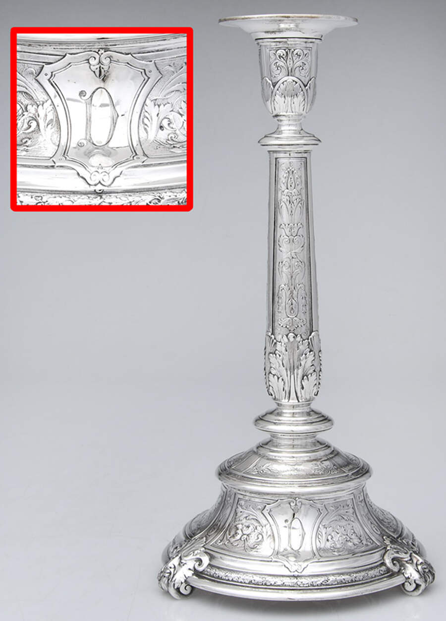 Florentine-Florenz (Sterling, 1901, Hollowware) 11" Weighted Candlestick by Gorham Silver-1