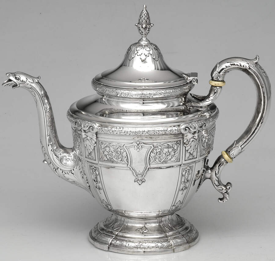 Florentine-Florenz (Sterling, 1901, Hollowware) Tea Pot by Gorham Silver-1