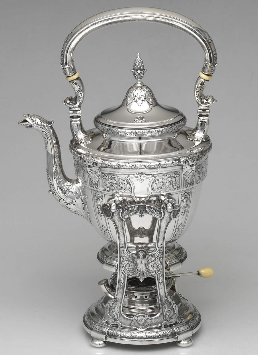 Florentine-Florenz (Sterling, 1901, Hollowware) Kettle, Stand & Burner by Gorham Silver-1
