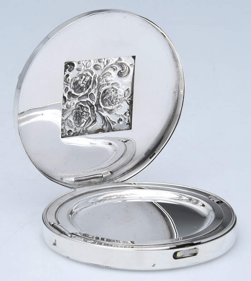 Victorian-Chased (Sterling, Hollowware) Compact No Mirror by Gorham Silver-2