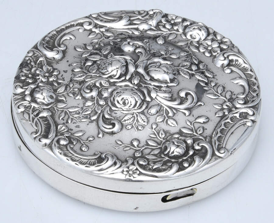 Victorian-Chased (Sterling, Hollowware) Compact No Mirror by Gorham Silver-1