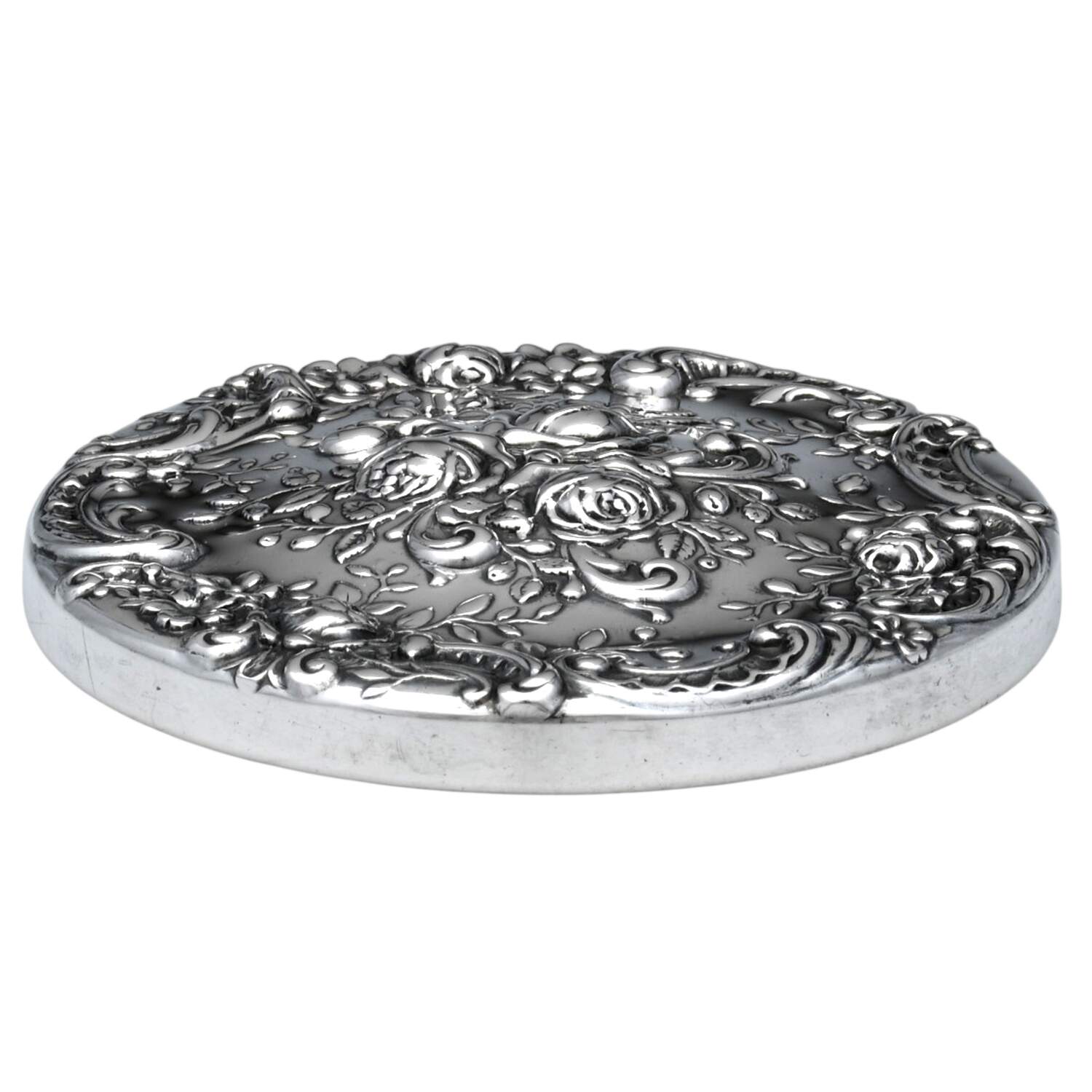 Victorian-Chased (Sterling, Hollowware) Purse Mirror by Gorham Silver-1