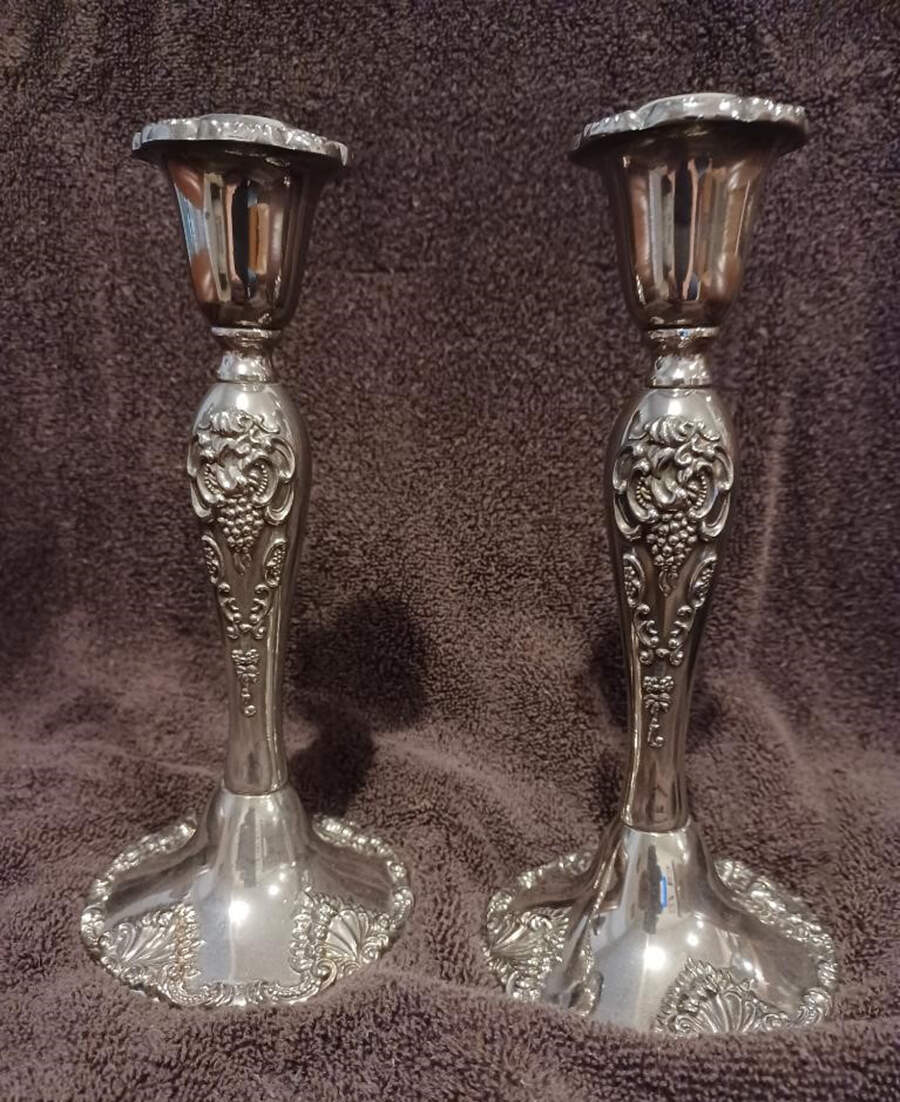 20th Century Baroque (Silverplate, Hollowware) Pair of 8" Candlesticks by Godinger-1
