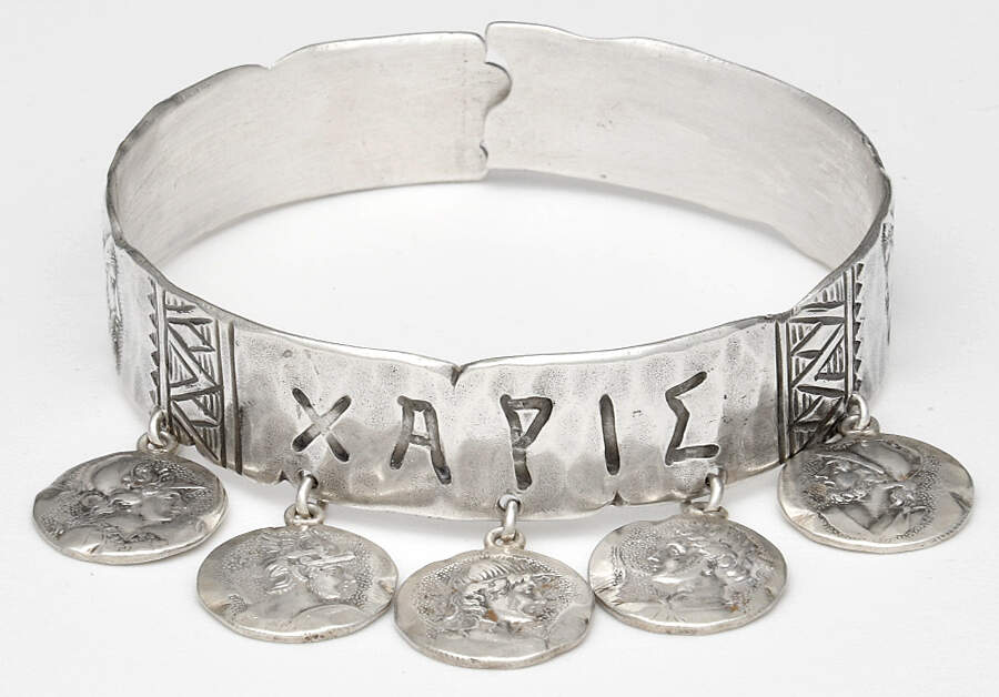 Medallion-Etruscan (Sterling, Hollowware) Charm Bracelet by George W Shiebler-1