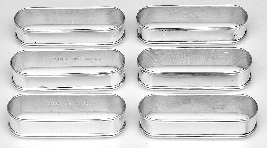 6290 (Sterling, Hollowware) (Set of 6) Oblong Napkin Rings by Gorham Silver-1