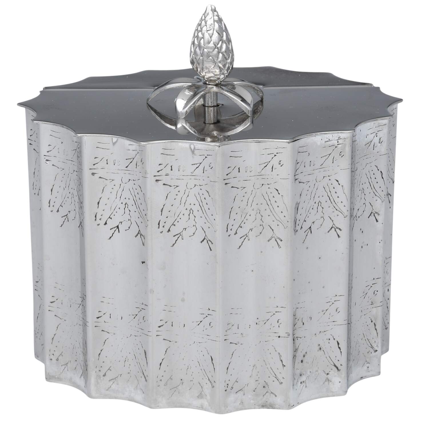 Silverplate Hollowware Tea Caddy with Hinged Lid by Godinger-1