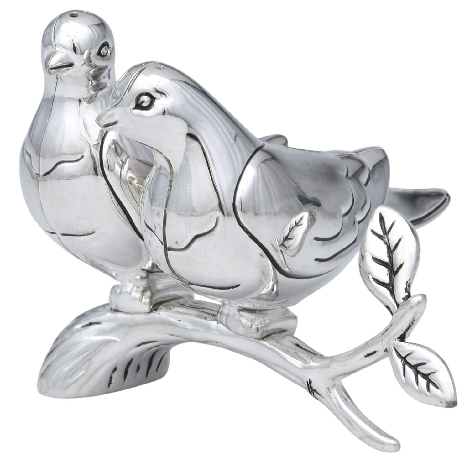 Silverplate Hollowware Figurine Salt & Pepper Set with Stand by Godinger-1