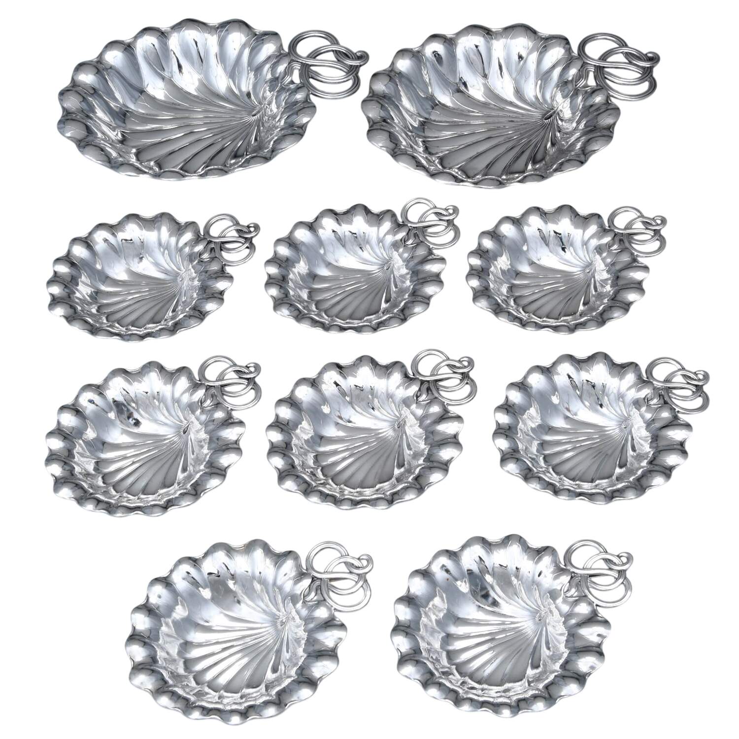 5B (Sterling, Hollowware) 10 Piece Nut Set (2 Master, 8 Individual) by Gorham Silver-1