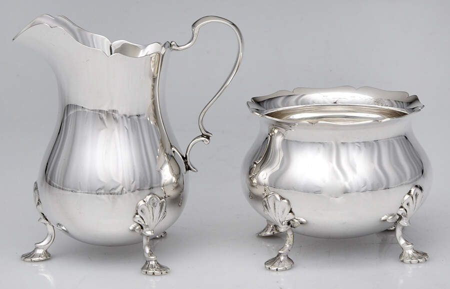G111 (Sterling, Hollowware) Mini Sterling Creamer and Open Sugar by Graff Washbourn & Dunn-1