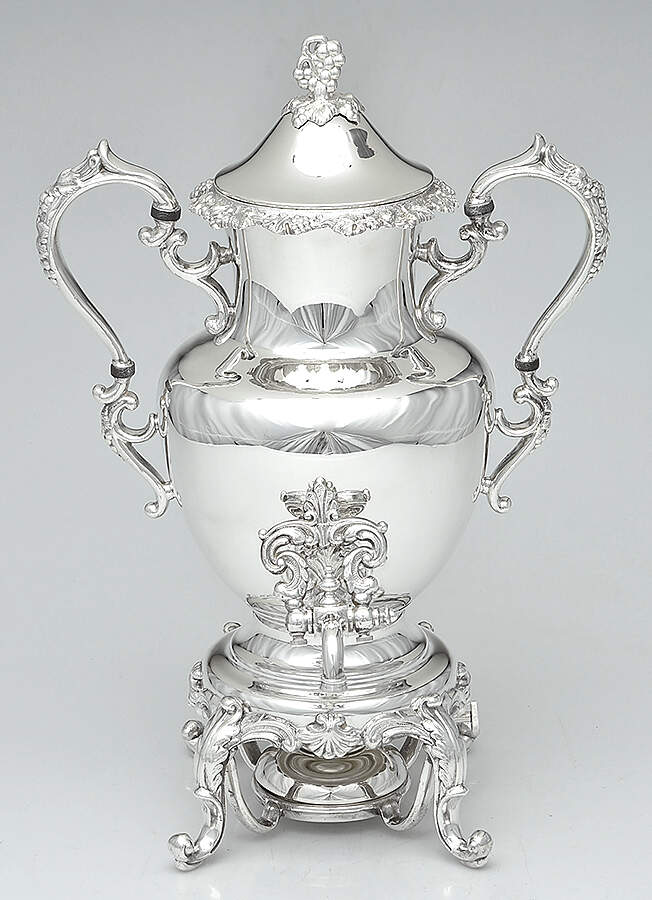 GDS1 (Silverplate, Hollowware) Samovar with attached Stand and Burner by Goldfeder Silver Co-1