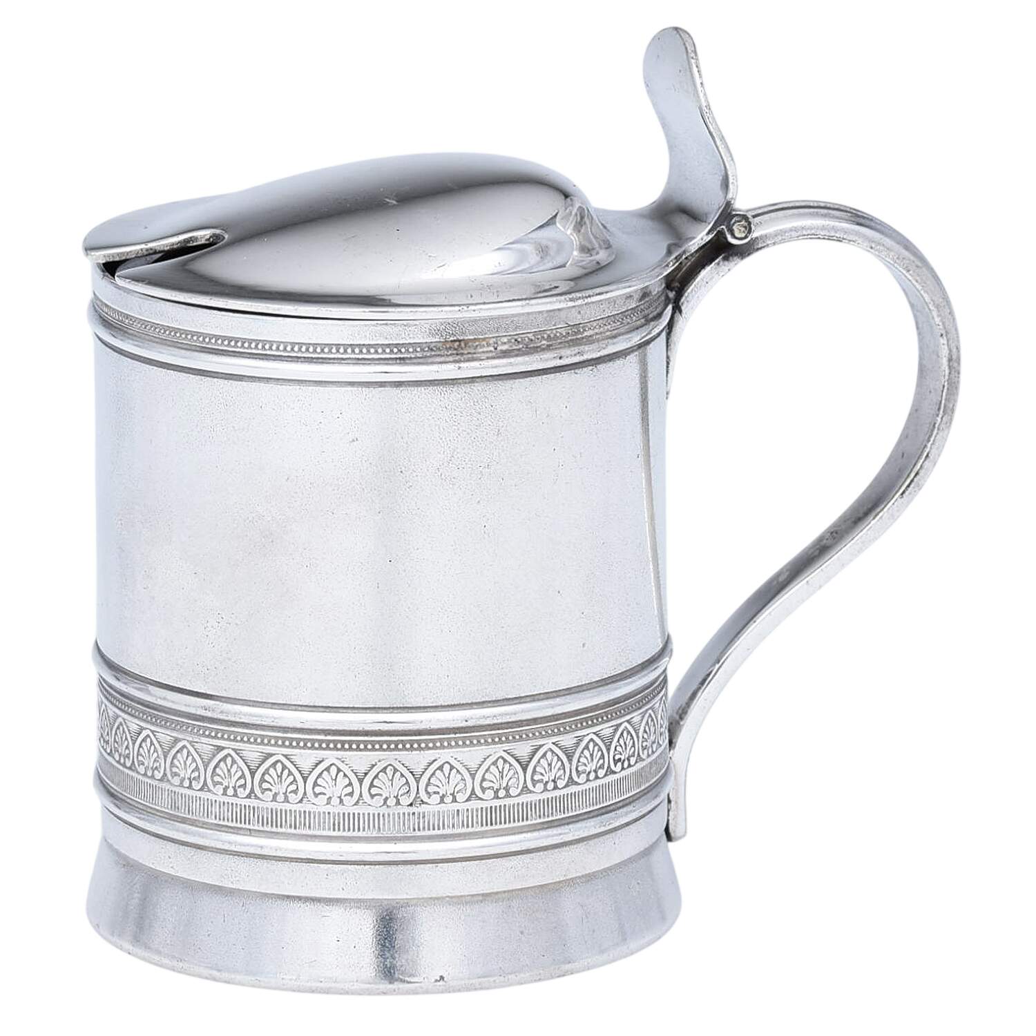 0605 (Silverplate, Hollowware) Mustard Pot with Hinged Lid & Glass Liner by Gorham Silver-1
