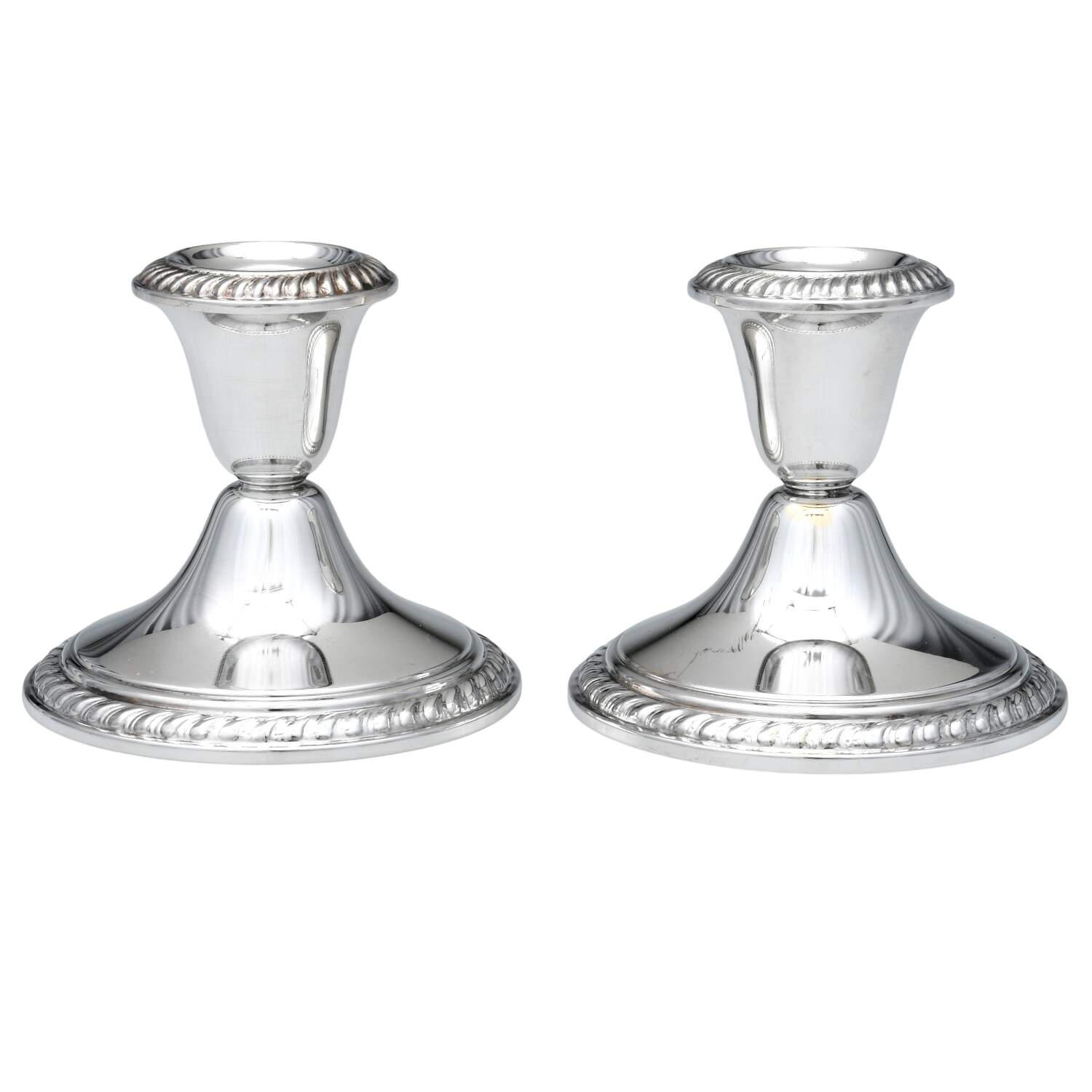 YB166 (Silverplate, Hollowware) Pair of 3" Console Candleholders by Gorham Silver-1