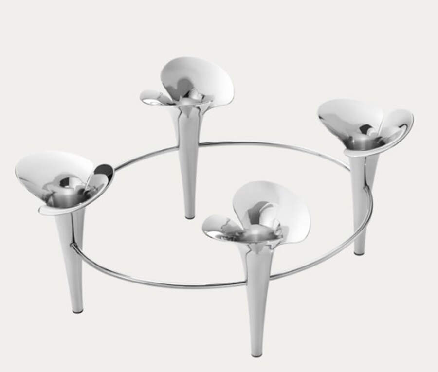 Bloom (Stainless, Hollowware) Taper Candleholder (Holds 4 Candles) by Georg Jensen (Denmark)-1
