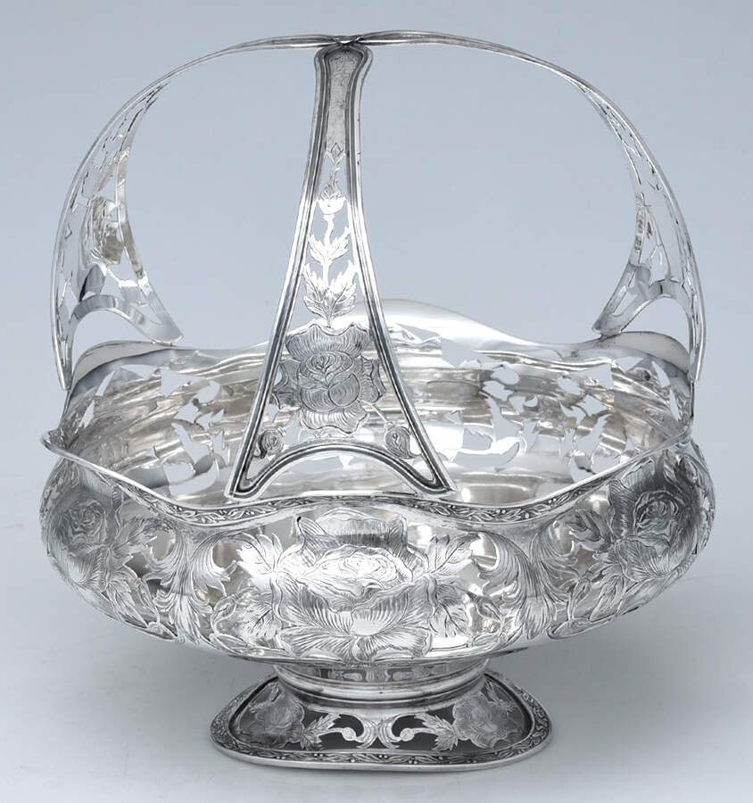 1178L (Sterling, Hollowware) Round Handled Pierced Pedestal Basket by Gorham Silver-1