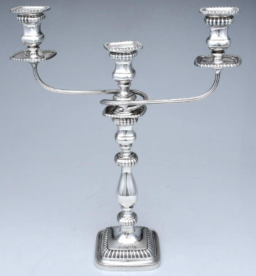 41636 (Sterling, Hollowware) 3 Light Weighted Candelabra with Bobech by Gorham Silver-1