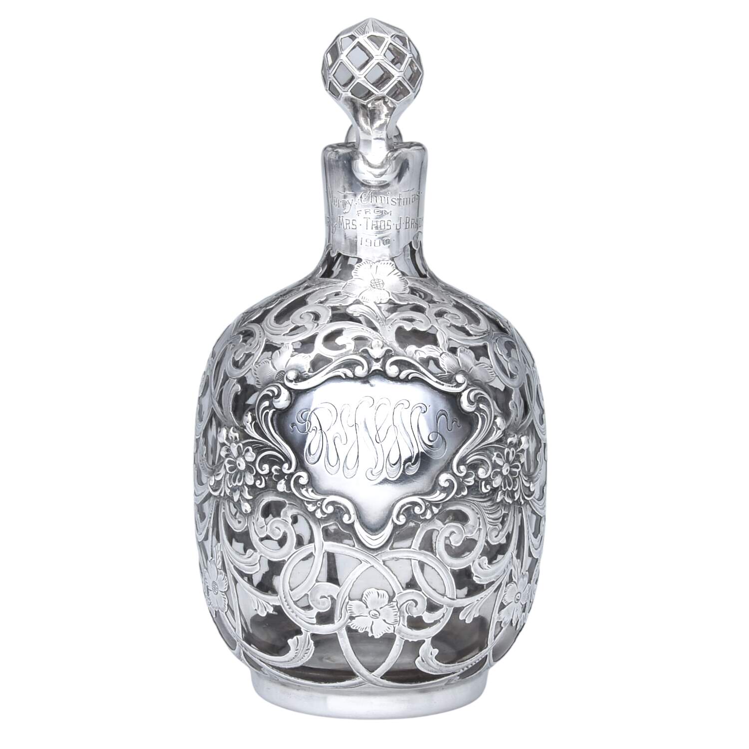 D667 (Sterling, Hollowware) Sterling Overlay Wine Decanter by Gorham Silver-2