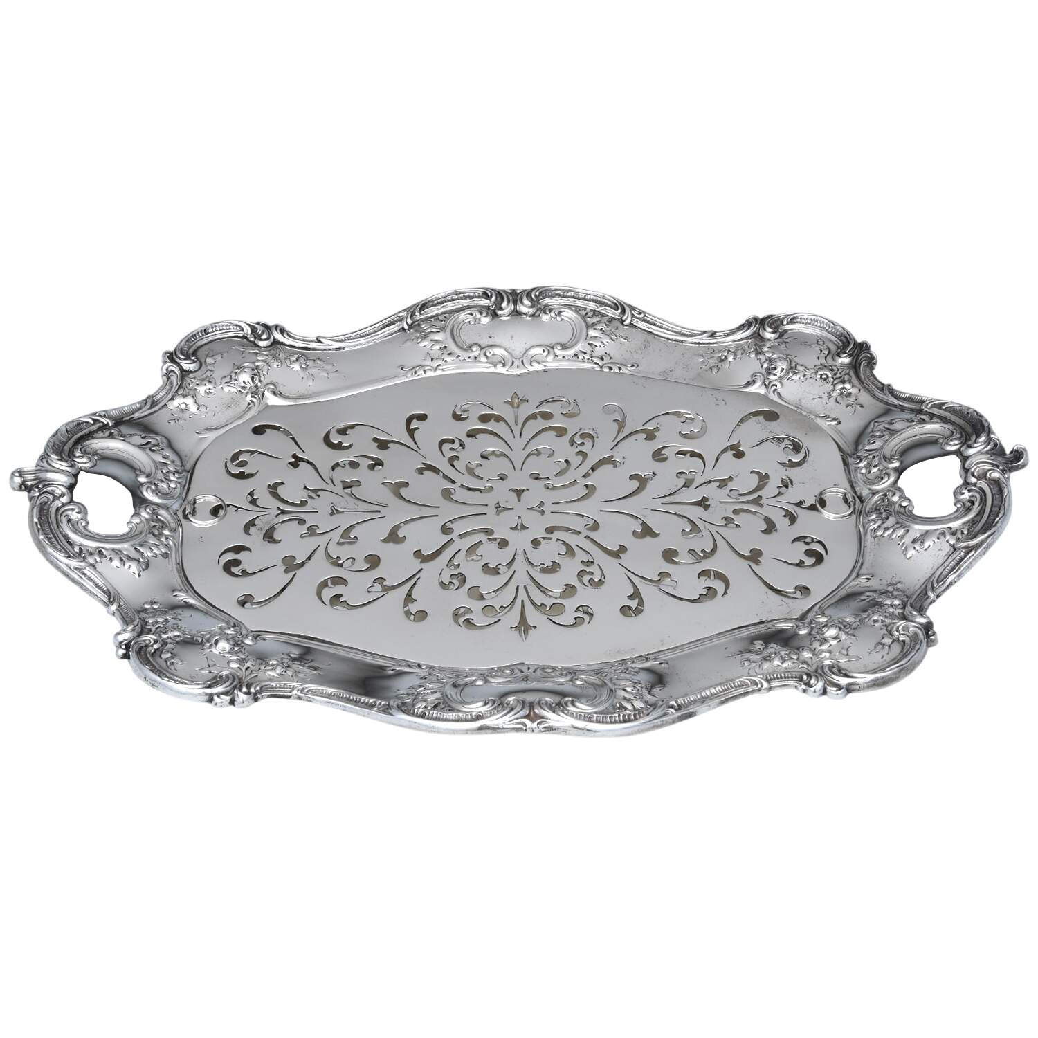 A6441 (Sterling, Hollowware) (2 Pc)  Asparagus Serving Tray & Strainer by Gorham Silver-1