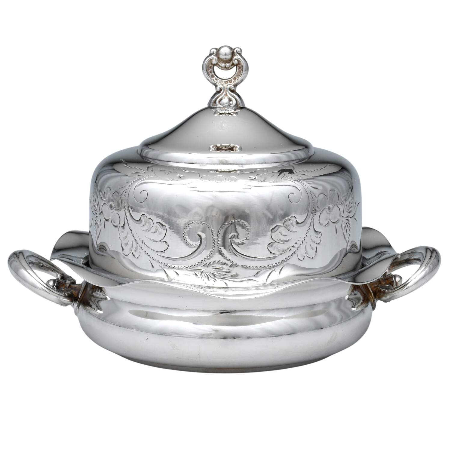 Silverplate Hollowware Round Covered Butter Dish & Strainer by Hartford-1