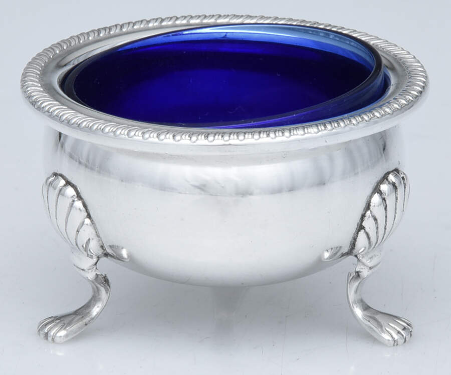 426-427 (Sterling, Hollowware) Open Salt Master-W/Cobalt Liner by Hunt Silver Co-1