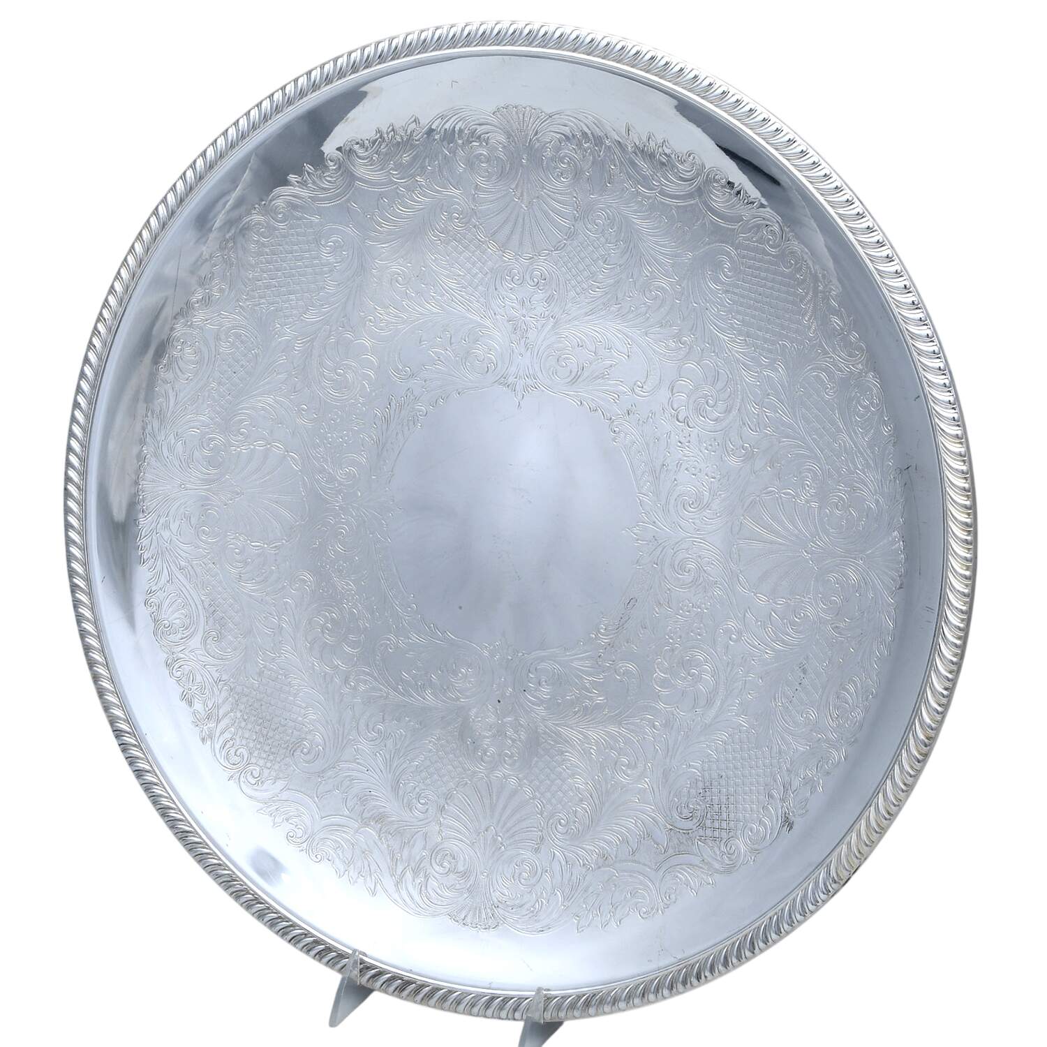 70 (Silverplate, Hollowware) 15" Handled Round Tray by Hartford Sterling Co-1